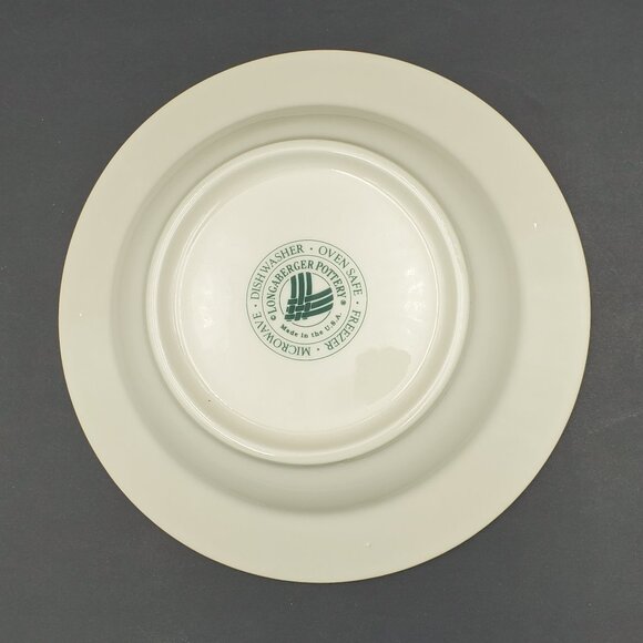 Longaberger Pottery Woven Traditions Heritage Green Rim Soup Bowl - Picture 4 of 5